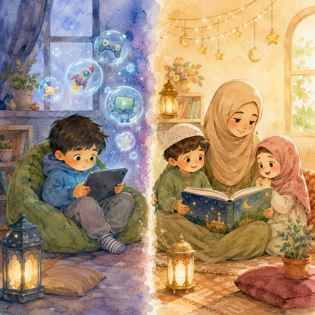 Screen Time vs Story Time: Raising Mindful Muslim Children
